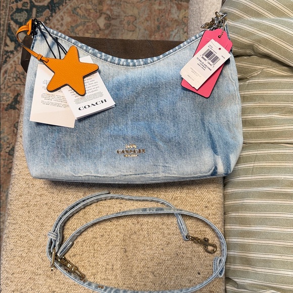 Laurel Shoulder Bag In Loved Denim With Charms - Picture 10 of 11